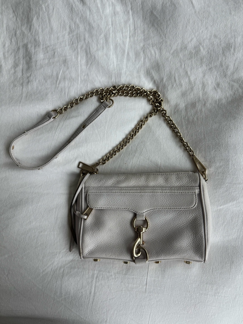 Rebecca Minkoff Cream Leather Chain Crossbody Bag